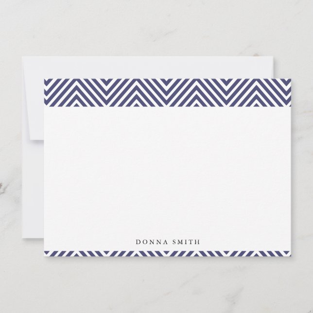 Sharp Navy Chevron Flat Note Cards (Front)
