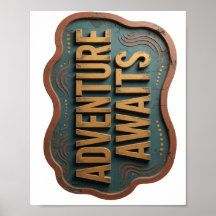 Sharp Orange ADVENTURE AWAITS 3D Text Art