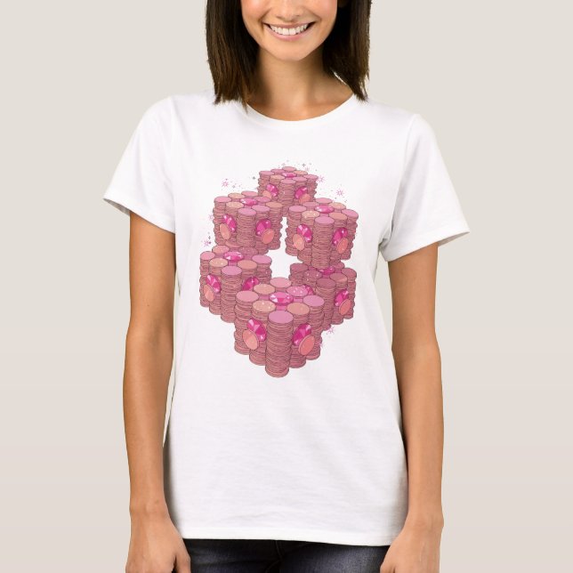 Sharp Pink PINK COINS Design T-Shirt (Front)