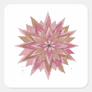 Sharp Pink PINK STAR Vinyl Style Square Sticker