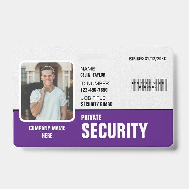 Sharp & Professional: Custom Security Guard ID  Badge (Front)