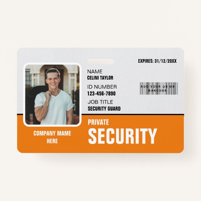 Sharp & Professional: Custom Security Guard ID  ID Badge (Front)