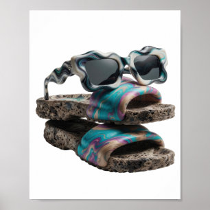 Sharp Silver ABSTRACT ART Design v2 Poster