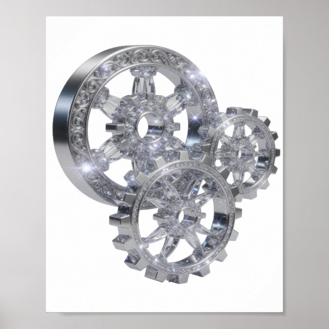 Sharp Silver GEMS IN MOTION 3D Text Art Poster (Front)