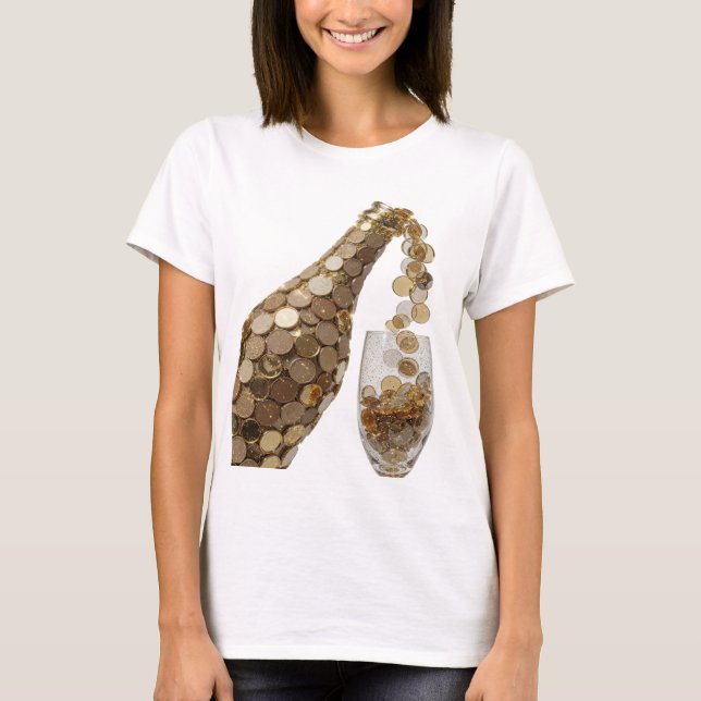 Sharp Silver MONEY BOTTLE Print T-Shirt (Front)