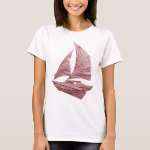 Sharp Silver PINK SAILBOAT Statement Design T-Shirt