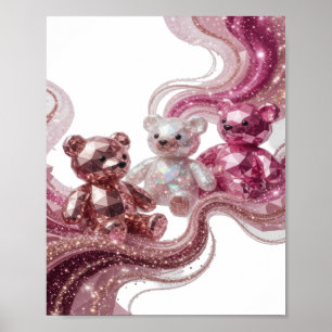 Sharp Silver THREE DIAMOND TEDDIES Print