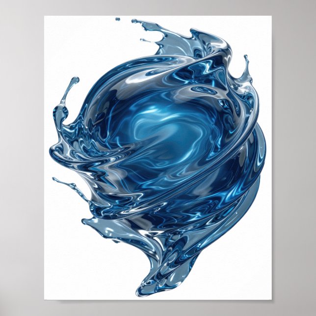 Sharp Silver WATER WORLD Statement Design Poster (Front)