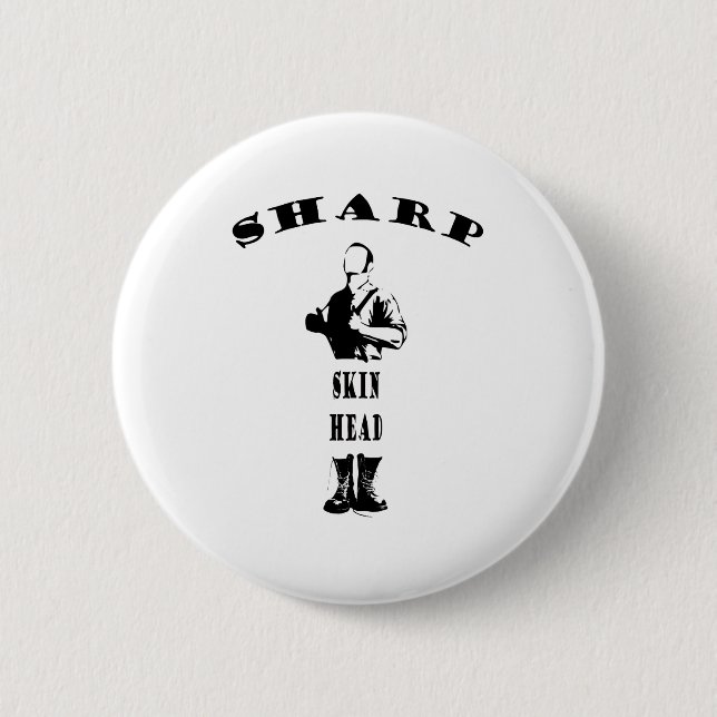 sharp skinhead 6 cm round badge (Front)