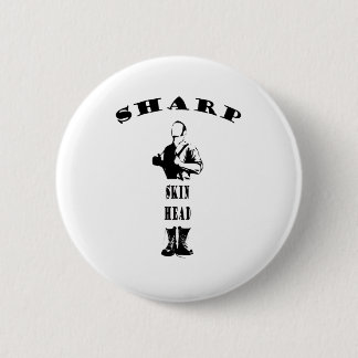 sharp skinhead 6 cm round badge