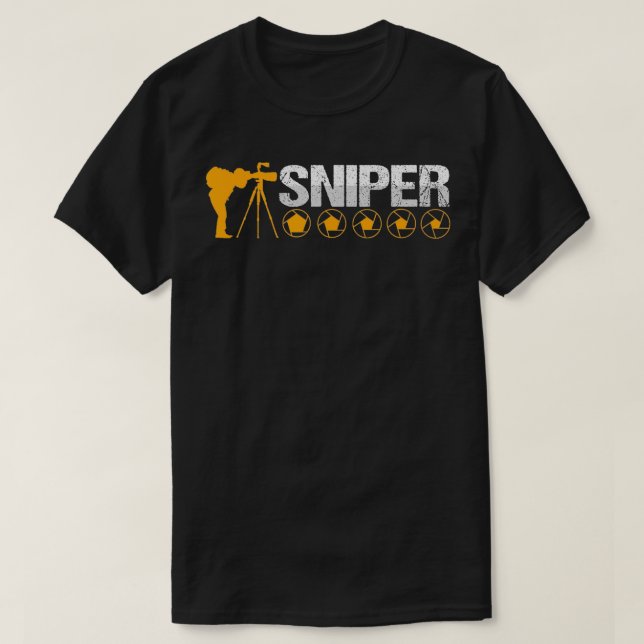 Sharp Sniper Photographer Cameraman Shutterbug Pho T-Shirt (Design Front)