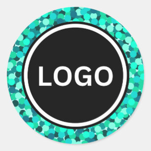 Sharp Teal Abstract Modern Shimmering  Classic Round Sticker