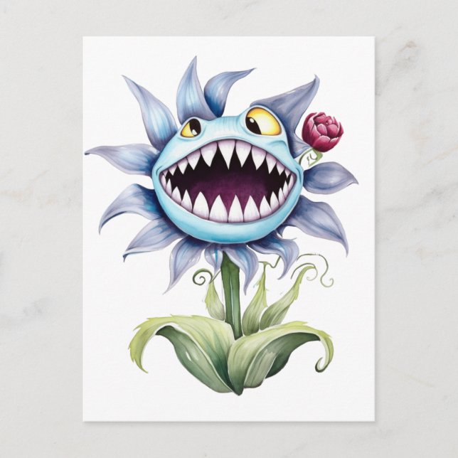 Sharp Teeth Monster Flower Postcard (Front)