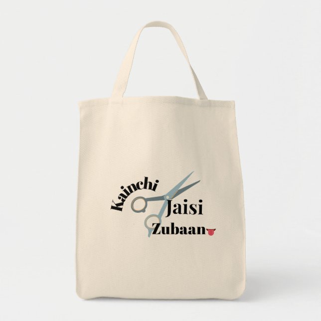 Sharp Tongue – Kainchi Jaisi Zubaan | Funny Indian Tote Bag (Front)