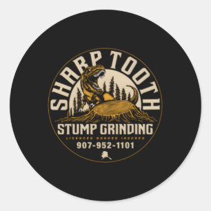 Sharp Tooth Stump Grinding Classic Round Sticker
