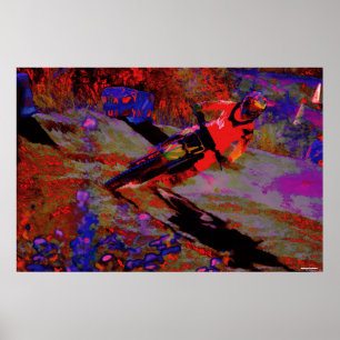 Sharp Turn   -  Motocross Dirt-Bike Racer Poster