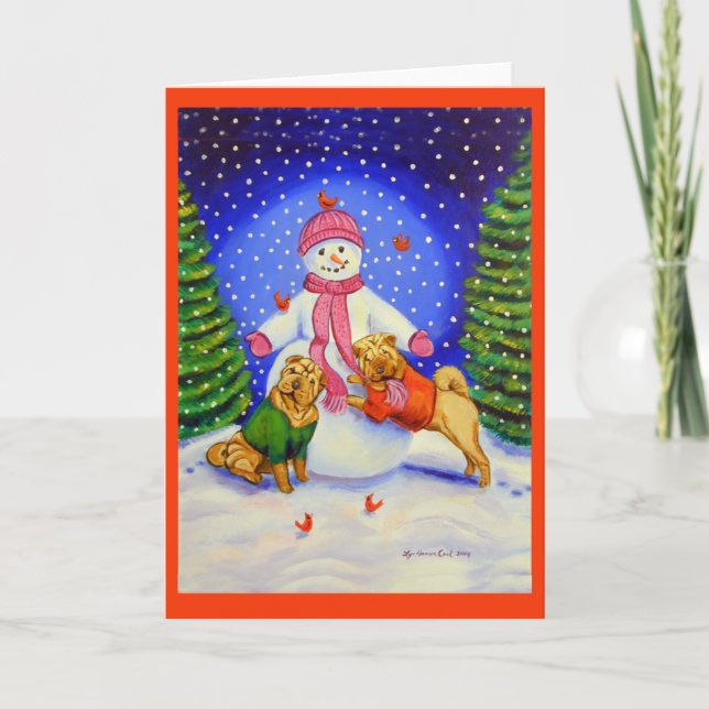 SharPei Christmas Greeting Cards (Front)