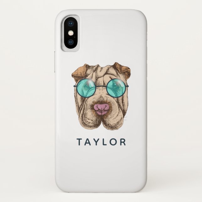 Sharpei In Sunglasses | Add Your Name Case-Mate iPhone Case (Back)