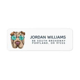 Sharpei In Sunglasses   Add Your Name Return Address Label