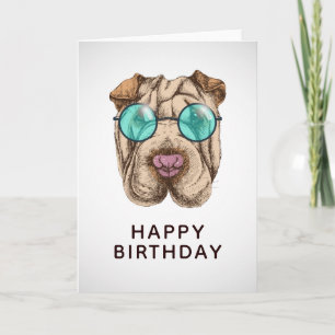 Sharpei In Sunglasses Add Your Text Card
