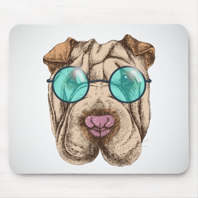Sharpei In Sunglasses Mouse Pad (Front)