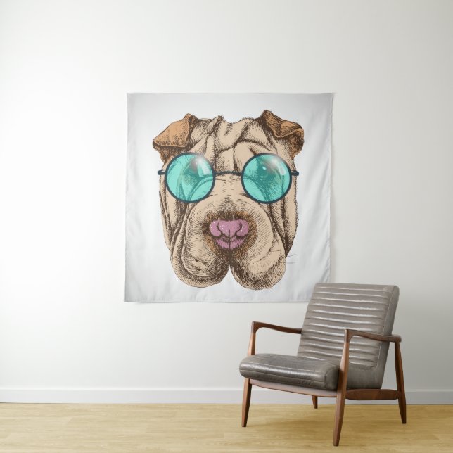Sharpei In Sunglasses Tapestry (In Situ)