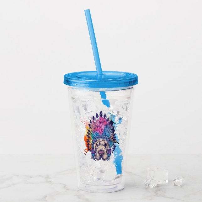 Sharpei Native American Indian Chief Acrylic Tumbler (Front Ice)