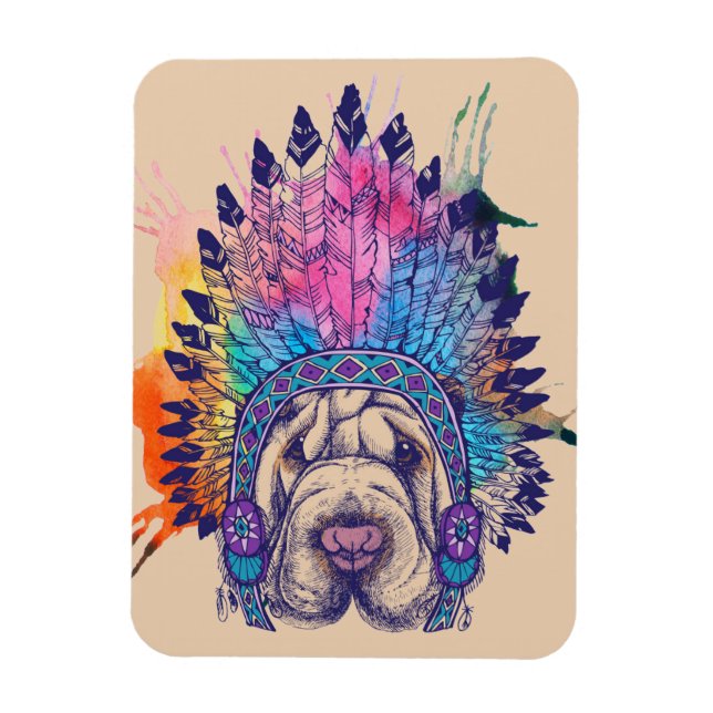 Sharpei Native American Indian Chief Magnet (Vertical)