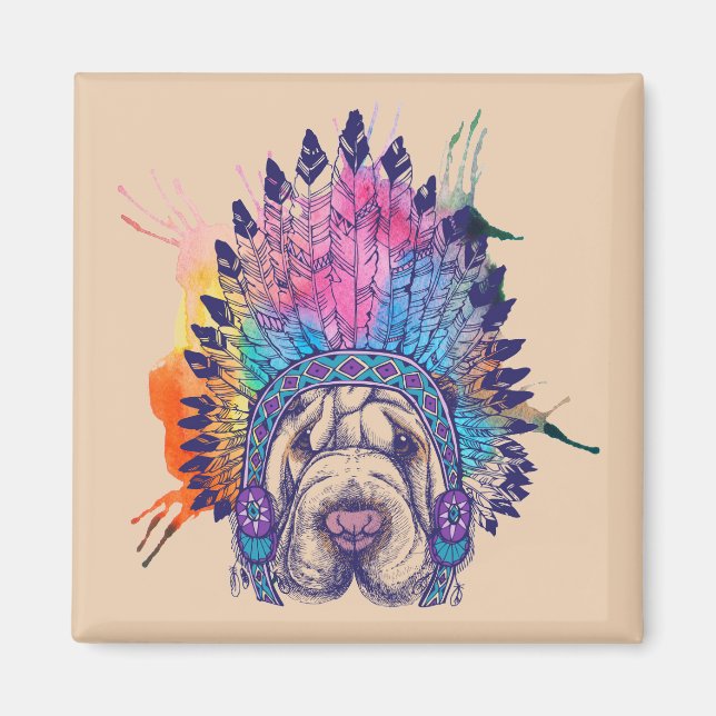 Sharpei Native American Indian Chief Magnet (Front)