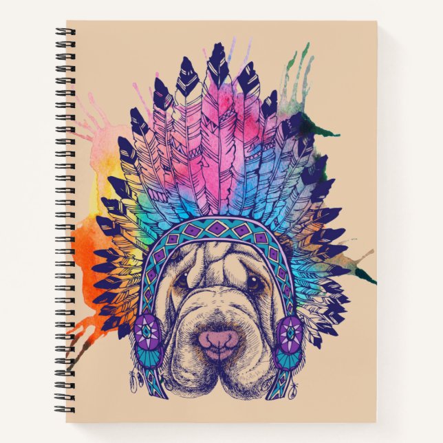 Sharpei Native American Indian Chief Notebook (Front)