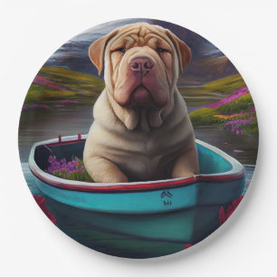 Sharpei on a Paddle: A Scenic Adventure Paper Plate