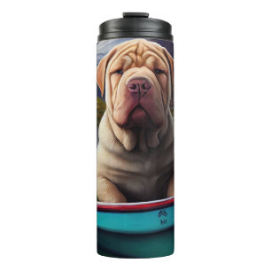 Sharpei on a Paddle: A Scenic Adventure Thermal Tumbler