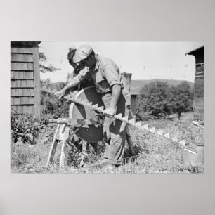Sharpening a Farm Implement, 1930s Poster