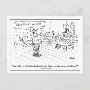 Sharpening Workshop Cartoon Postcard