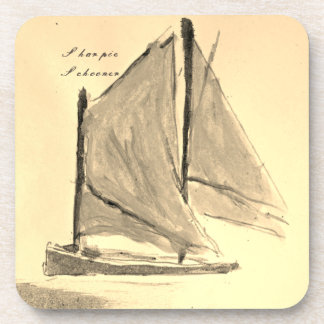 Sharpie Schooner Sailboat - Hard Plastic Coaster