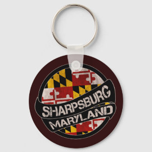 Sharpsburg Maryland flag grunge keychain