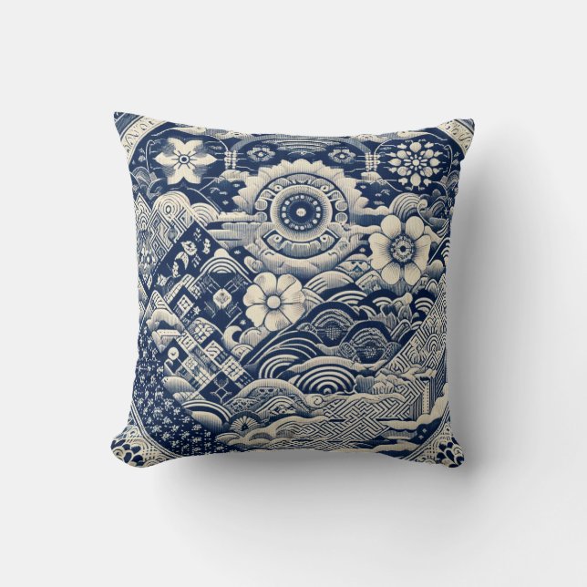 Shashiko-Inspired Design 2 Cushion (Front)