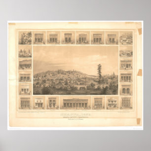 Shasta, CA. Panoramic Map 1856 (1612A) Poster