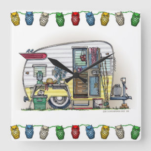 Shasta Camper Trailer RV Square Wall Clock