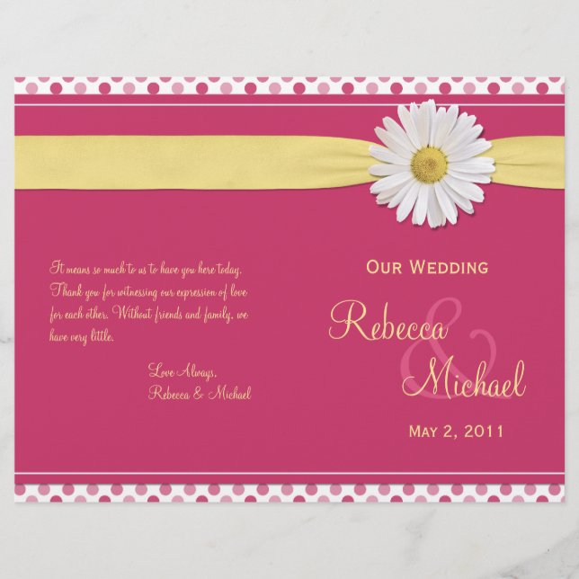 Shasta Daisy Polka Dot Wedding Program (Front)