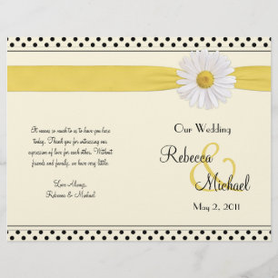 Shasta Daisy Polka Dot Wedding Program