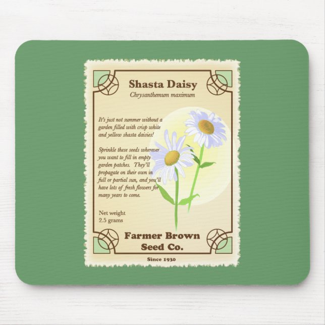 Shasta Daisy Seed Packet Mouse Pad (Front)