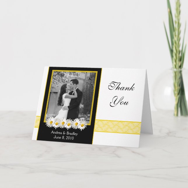 Shasta Daisy Wedding Photo Thank You Card (Front)