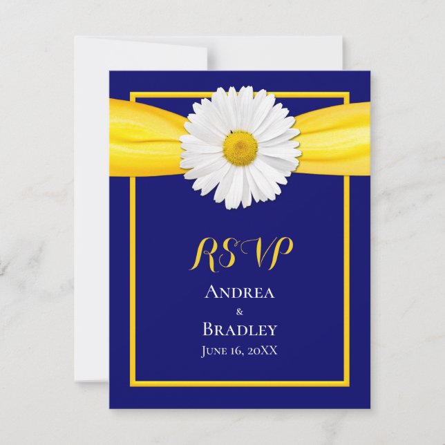 Shasta Daisy with Yellow Ribbon Response Card (Front)