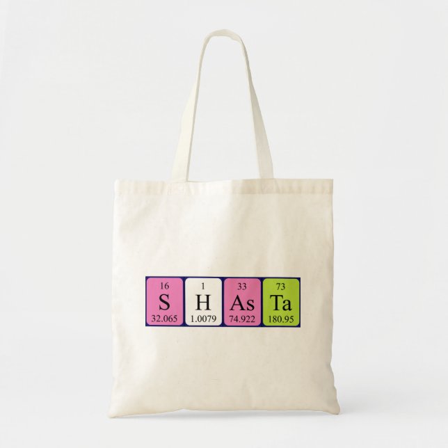 Shasta periodic table name tote bag (Front)