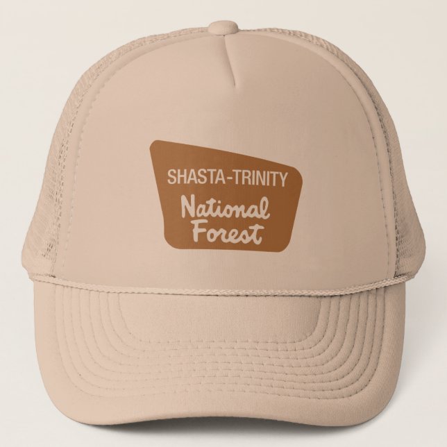 Shasta-Trinity National Forest (Sign) Trucker Hat (Front)