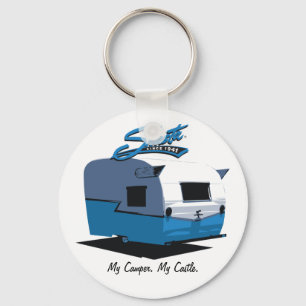 Shasta Vintage Camper - blue Key Ring