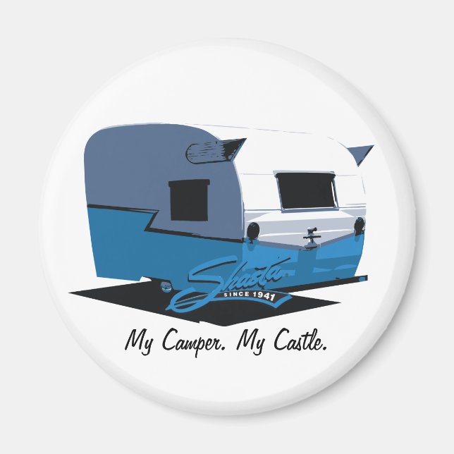Shasta Vintage Camper - blue Magnet (Front)