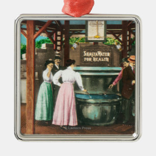 Shasta Water Drinking Fountain Scene Metal Tree Decoration