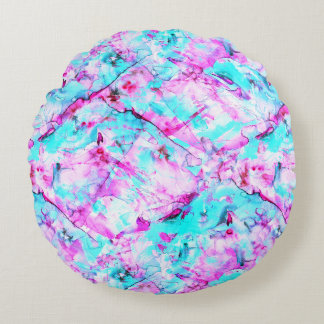 Shattered Blossom A colourful light design Round Cushion